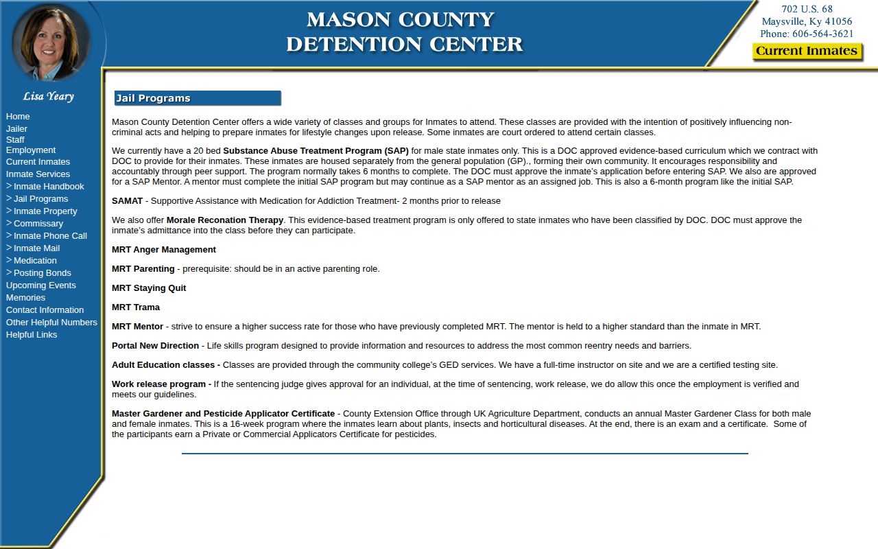 Mason County release programs at the detention center