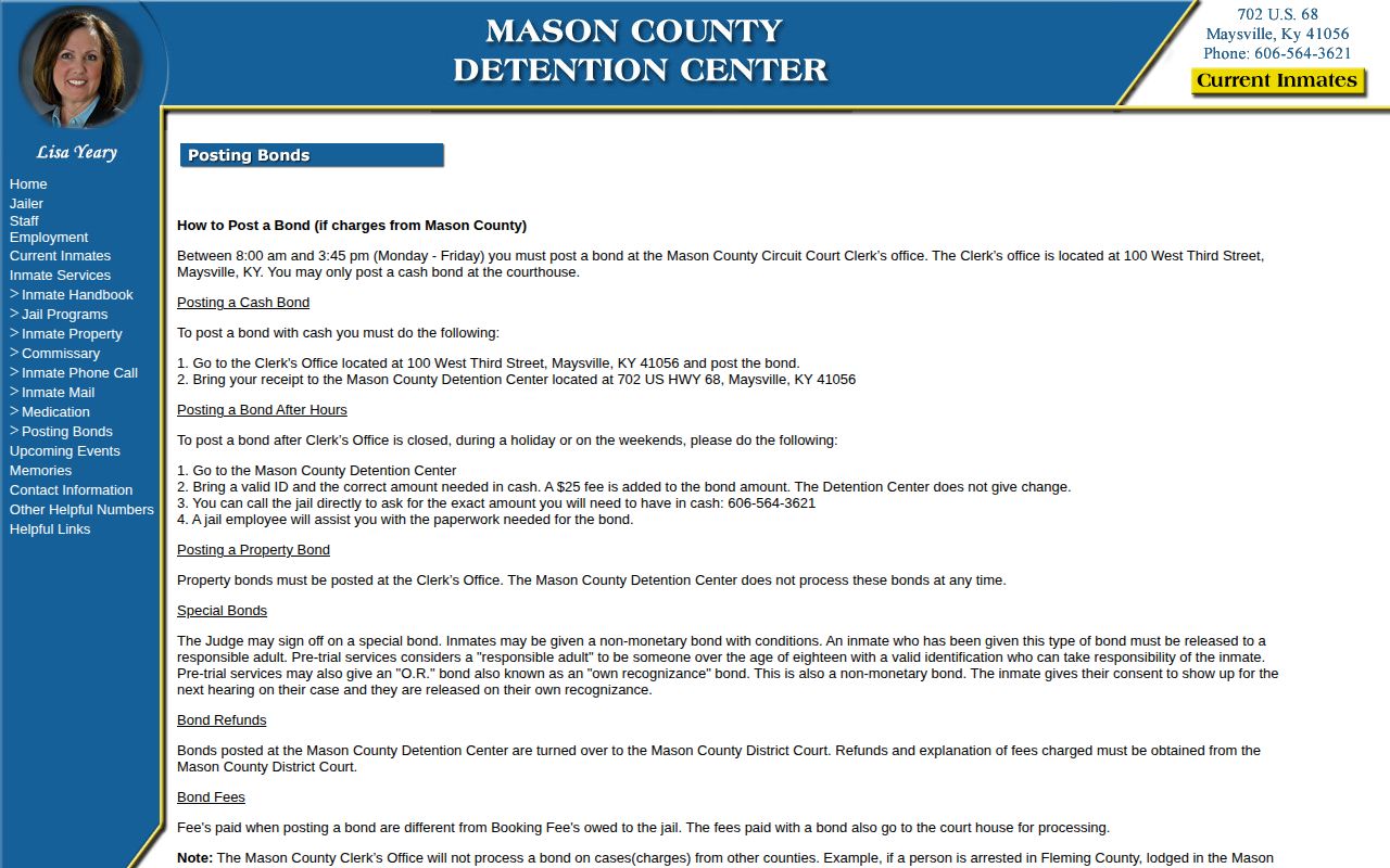 Legacy Mason County Detention Center bond-posting instructions