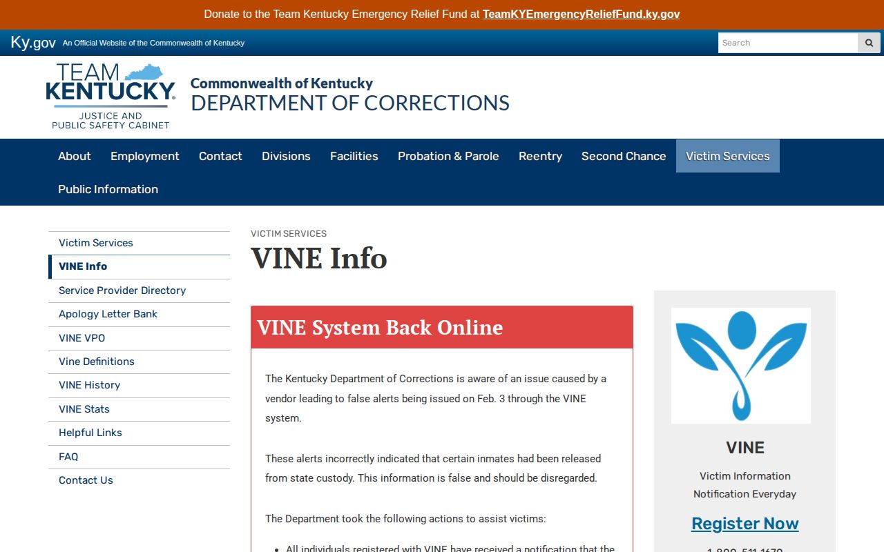 Mason County VINE release alert incident warning